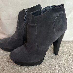 Calvin Klein Gray Heeled Boots with Chunky Heel